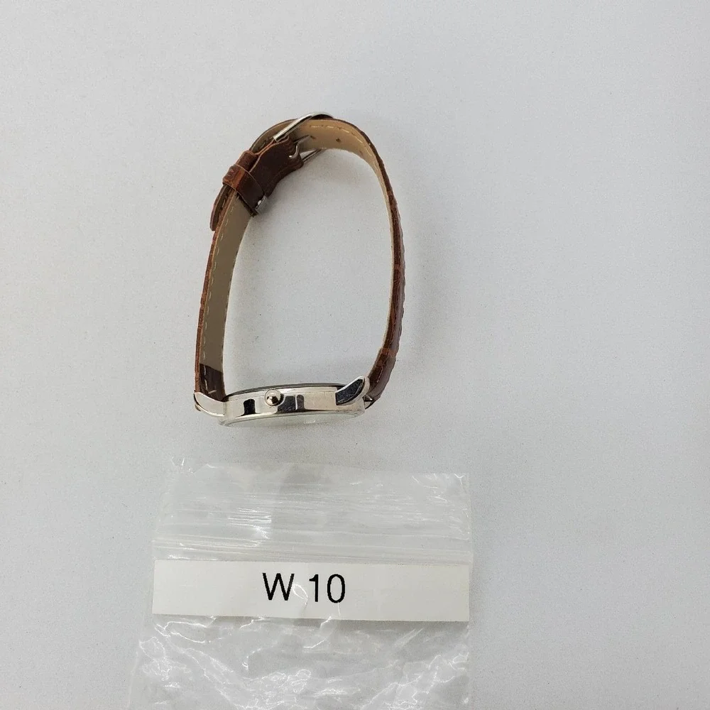 Women's Watch 34MM White Dial Gray Case Brown‎ Leather Bands New Battery